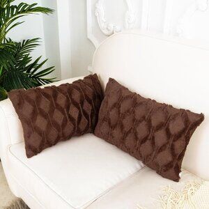 Brown Throw Pillow Covers 12x20 Set of 2 NWOT